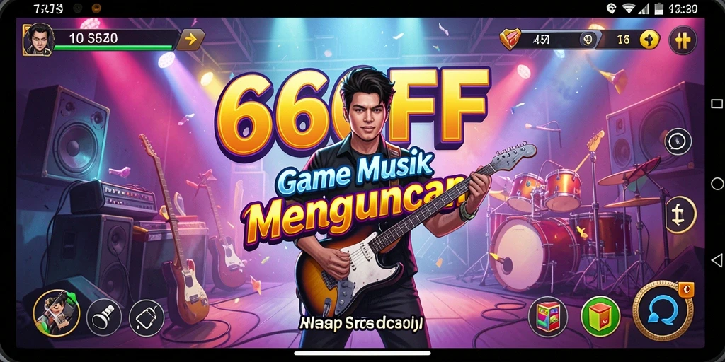 Screenshot gameplay 666FF menunjukkan pengguna bermain musik dengan penuh semangat.