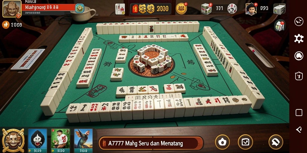 Tampilan gameplay A7777 dengan susunan ubin Mahjong yang menarik.