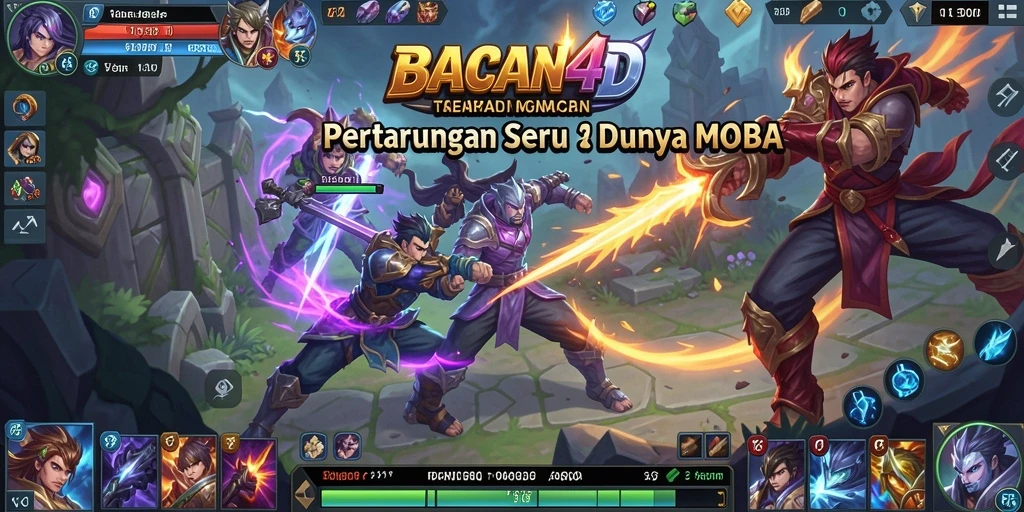 Screenshot BACAN4D menampilkan aksi pertarungan seru di arena MOBA.