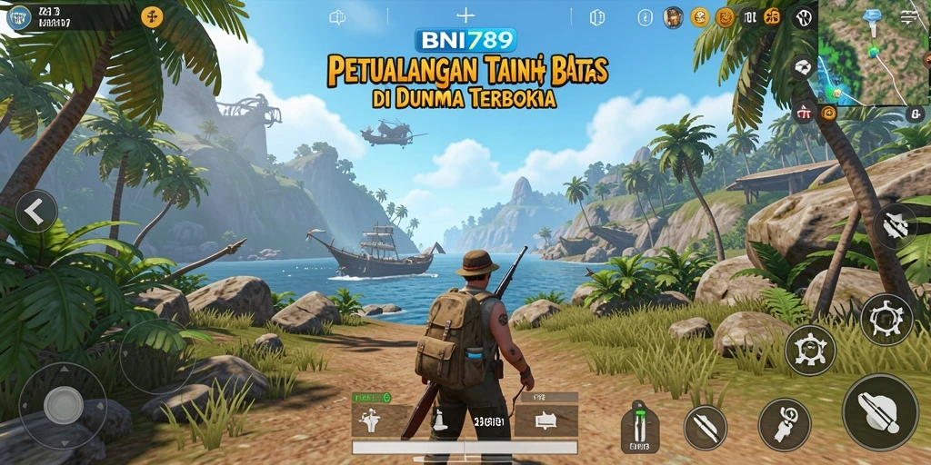 Tampilan screenshot BNI789 yang menampilkan petualangan di dunia terbuka.