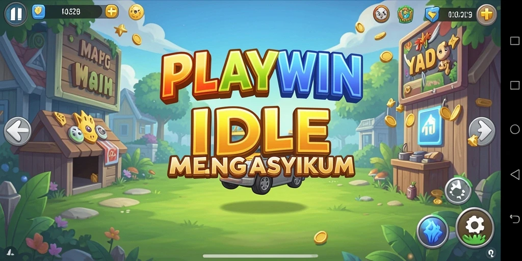 Screenshot utama PLAYWIN menunjukkan gameplay Idle yang seru.
