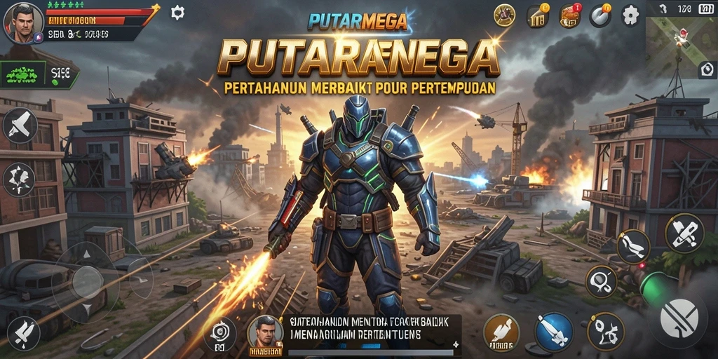 Tampilan menara dan musuh dalam gameplay PUTARMEGA yang menarik.