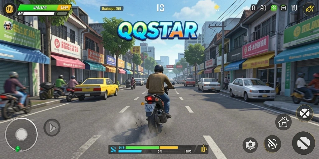 Tampilan gameplay balapan yang seru dan mendebarkan di QQSTAR.