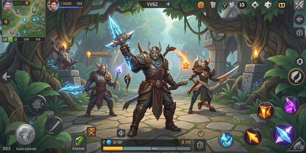 Screenshot gameplay VV62 menampilkan pertarungan seru dalam dunia RPG.